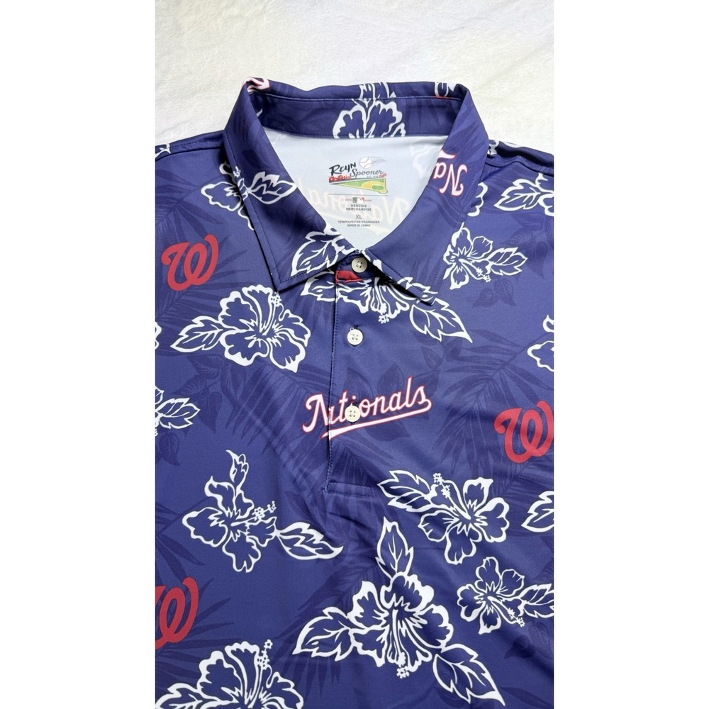 Reyn Spooner MLB Washington Nationals Men's Performance Hawaiian Polo Shirt XL